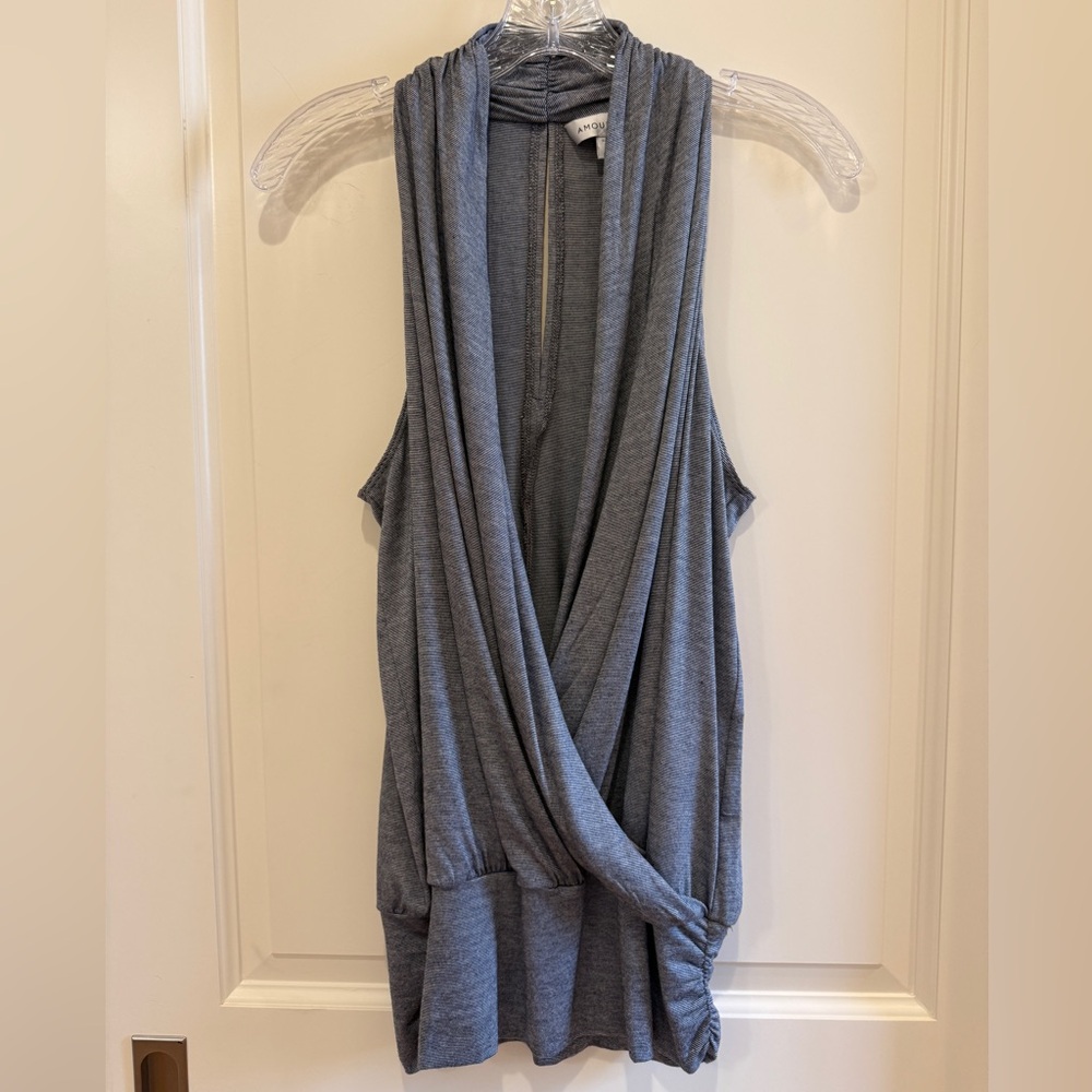 Amour Vert Gray Sleeveless Drape Top